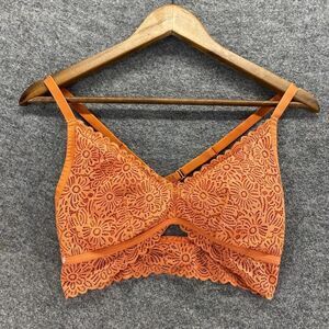 5/$45 Auden. Bralette Bra Women M Medium Orange Floral Lace Opaque Wireless
